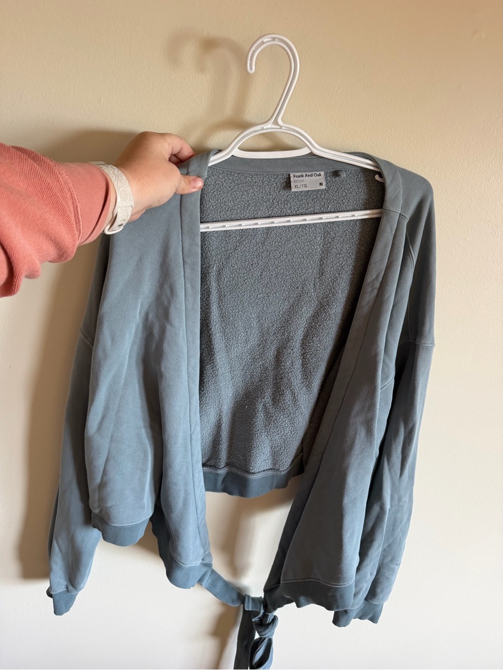 Frank & Oak Slate Blue Ballet Tie-Front Women's Fleece Cardigan